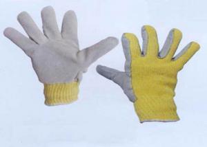 Quality Cow Split Leather Cut Resistant Gloves 7 Gauge Aramid Knitted Fully Protective for sale