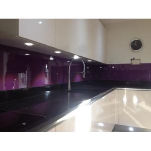 Kitchen Violet Painted Glass Backsplash Easily Clean The Stains
