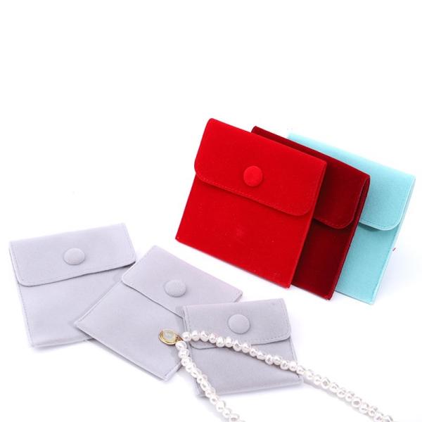 Elegant Luxury Noble Eco Friendly Biodegradable Velvet Jewelry Velvet Bag Snap Button Jewelry Bag Jewelry Bag Necklace Bracelet Ring Jewelry Packaging
