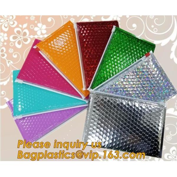 air mail metallic holographi rose gold bubble padded mailer / Zip lockk bubble bag/ slider bubble bag,Holographic Factory