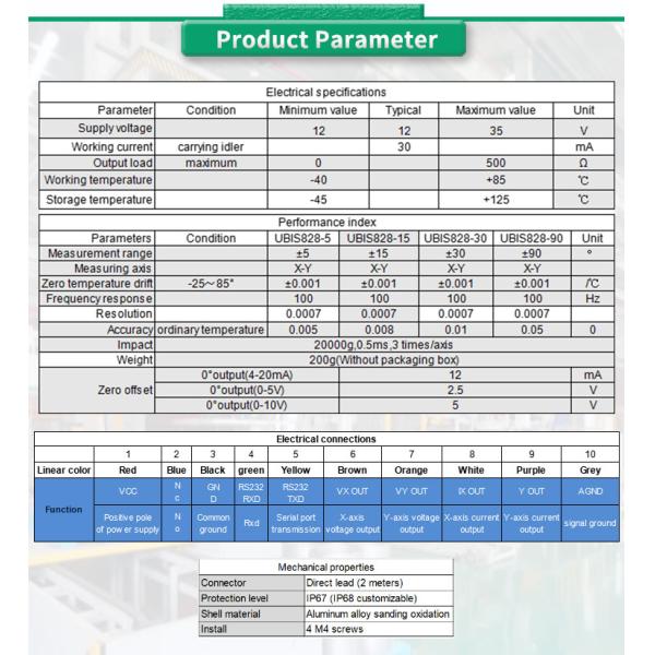 Customized OEM Support UBIS-828Y Dual Axis Inclinometer For Accurate Measurement