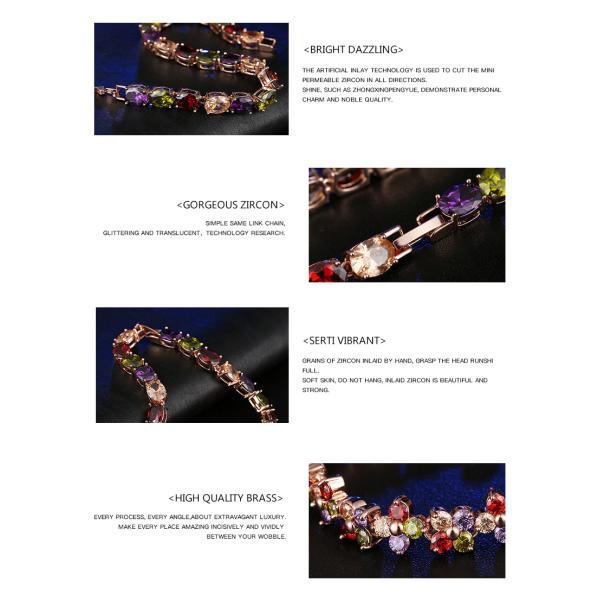 Oval Crystal Diamond Women's Bracelets 6.7 Inches AAA Cubic Zirconia