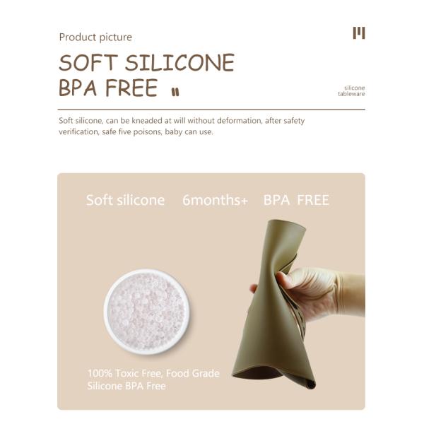 Newborn Toddler Waterproof Printed Silicone Bib With Food Catcher Non Toxic