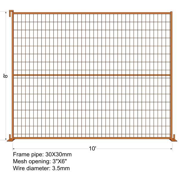 8FT X 10FT “Toronto Tower" TEMPORARY FENCE Mesh 3"x6" Diameter 3.5mm dupont powder coated minimum layer 100 microns