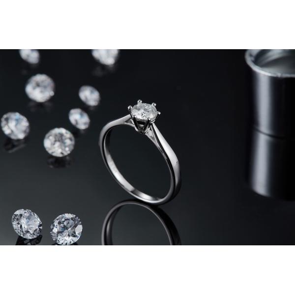 Minimalist Wedding Jewelry 9K Silver Ring Round Cut White Moissanite CZ