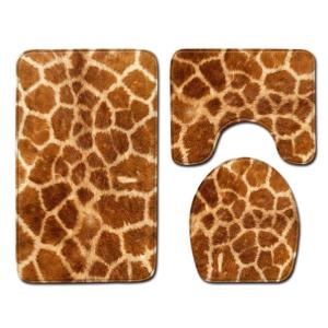 Animal Leopard Patterned Three Piece Bathroom Mats Rugs OEM ODM