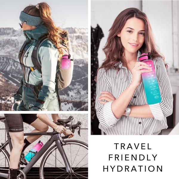 Durable Safe Functional Design Large Personalised Sports Bottles 32 Oz Water Bottle With Time Marker And Straw For Any Indoor Or Outdoor Activities