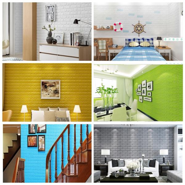 Soft Packages Design 3D Foam Wallpaper Gold Wall Paper DIY Self-Adhesive Wall Stickers Wall Panels 10mm Thickness