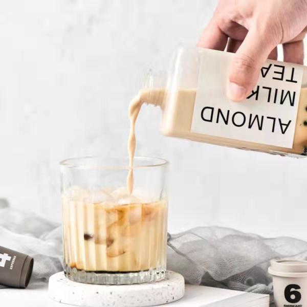 58mm Disposable Juice Containers 12oz 16oz Flat Square Cold Drinking Bottle With Aluminum Top