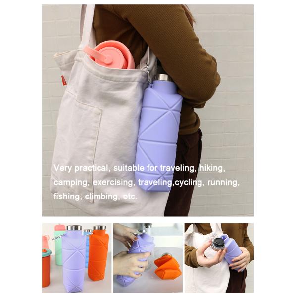 BPA Free Collapsible Silicone Water Bottle For Outdoor Sport 500ml Capacity