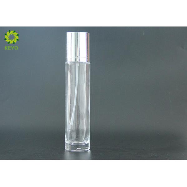 Thick Bottom 100ml Glass Pump Bottles , Round Clear Empty Lotion Containers
