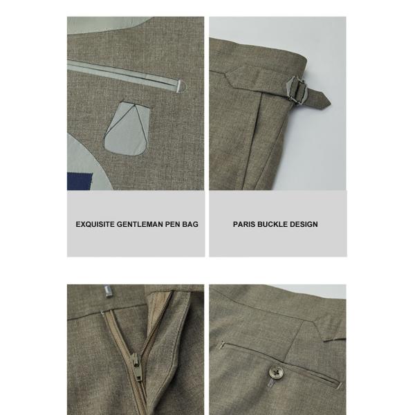 Men's Korean Style Khaki Suit for Wedding Groom Business Casual Slim Formal Dress