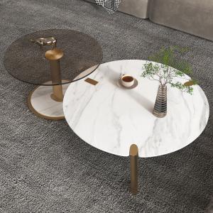 Quality Modern Minimalism Glass Round Rock Coffee Table Combination OEM for sale