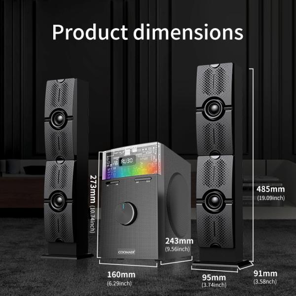 Home Kit Multimedia Computer RGB Speaker 2.1 Subwoofer with ABS Plastic MDF Wooden Box