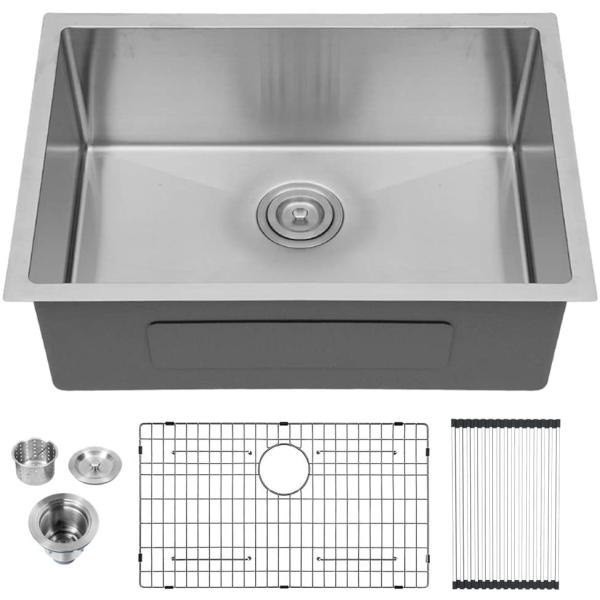 26 Inch 16 Gauge Deep Undermount Stainless Steel Kitchen Sink Basin