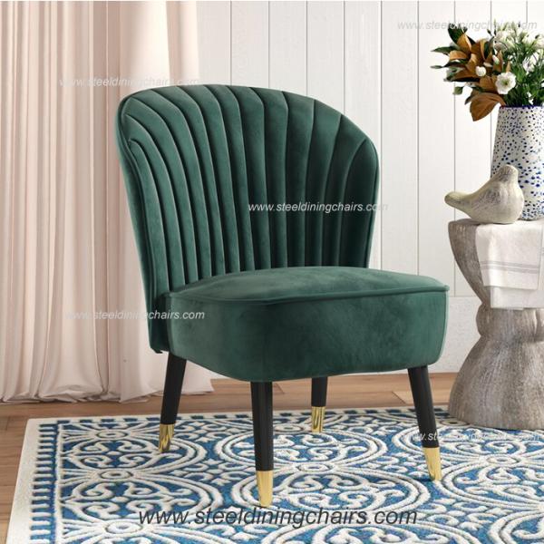 Velvet Upholstered 78cm Armless Iron Green Accent Armchair