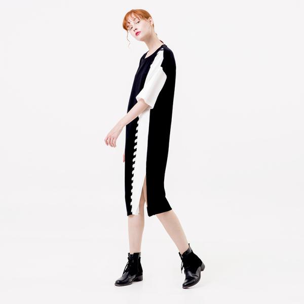 OEM Casual Clothing Fashion Patchwork T-Shirt Dress Women