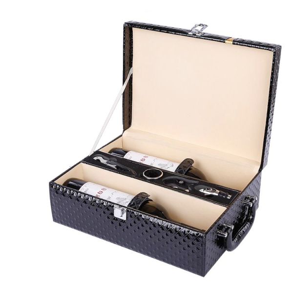 Luxury Custom Leather Wooden Wine Gift Box / Gift Boxes For Wine Glasses