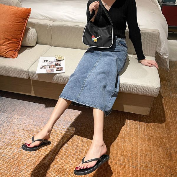 SGS PVC Upper Ladies Beach Flip Flops With PU Insole