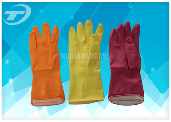 Dip Flock - Lined Latex Household Medical Disposable Gloves Waterproof , Anti Oil And Anti Alkali