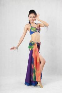 China 3pcs Elegant Tie Died Chiffon Belly Dance Costume Belly Dance Dresses Stage Performance Belly Dance Wear on sale