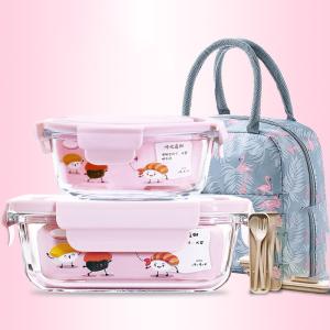 Airtight 410ml 680ml Glass Food Container With Leak Proof Lid