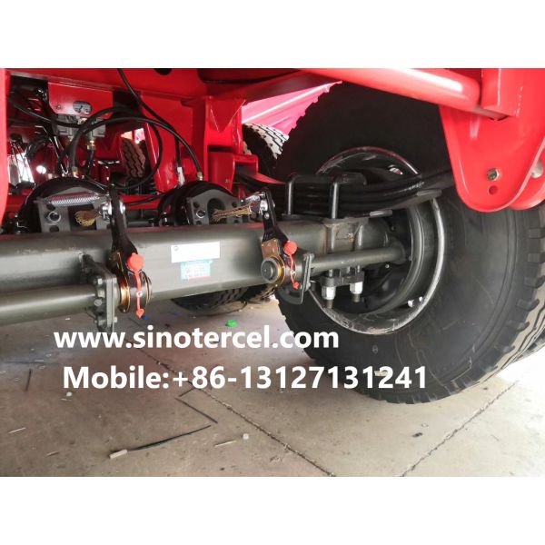 3 Axles Low Bed Semi Trailer 50-60 Tons Hydraulic Type Ladder Red