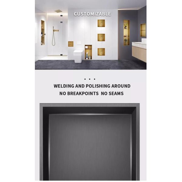 Wall Embedded Mounted Stainless Steel Niche With Paper Holder Matt Black