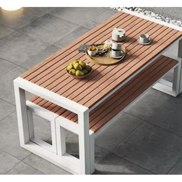 Restaurant PE Boho Rattan Coffee Table Coffee Aluminum All Weather Wicker Patio Table Chair