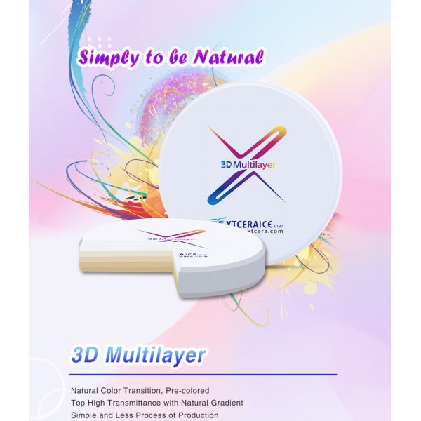 6 Layers CAD CAM Ceramic Dental Zirconia Blank XTCERA