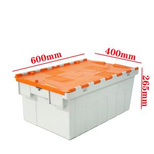 Quality Stackable Industrial Attached Lid Container Injection Plastic Moving Box for sale