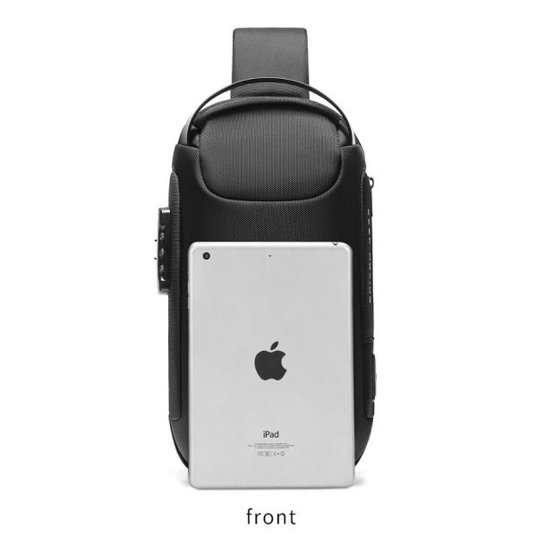 Wholesale waterproof anti theft designer crossbody bag custom logo USB sling bags for men single shoulder chest bag