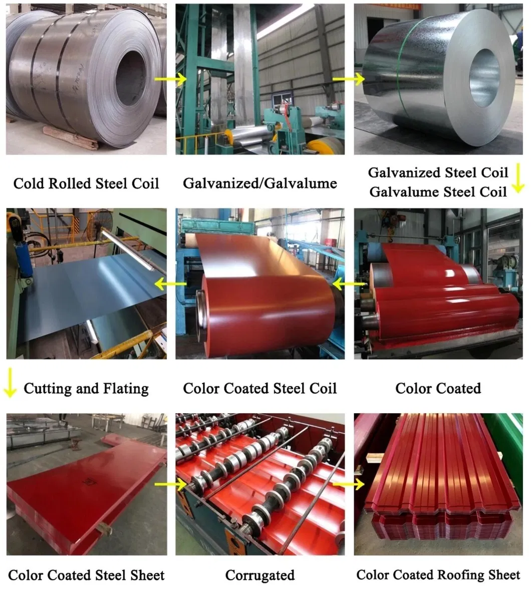 Dx51d G350 Galvanized Color Coating Prepainted Zincalume Steel PPGI Coil for Ibr Roofing Cladding