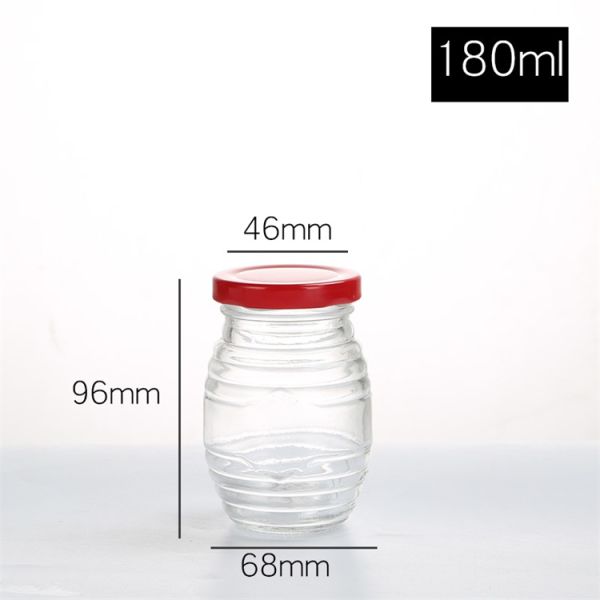 Bee Shape Little Glass Jars , Fancy Threaded Round Glass Jar With Lid
