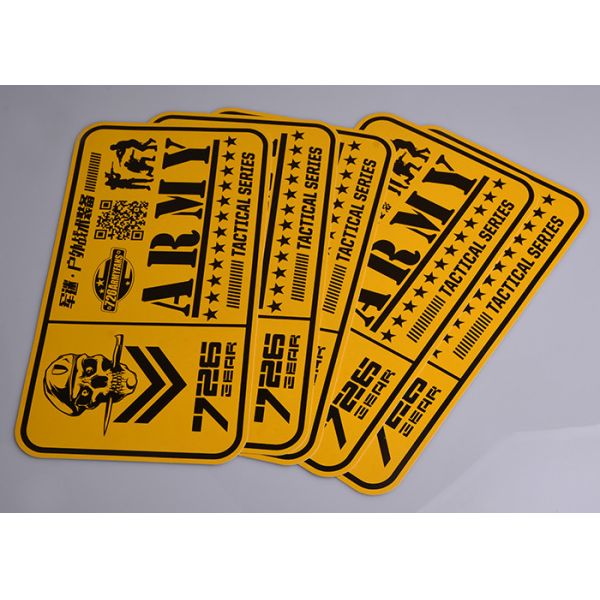 Print yellow and black color outdoor UV resistant army tactical series advertising stickers decals custom