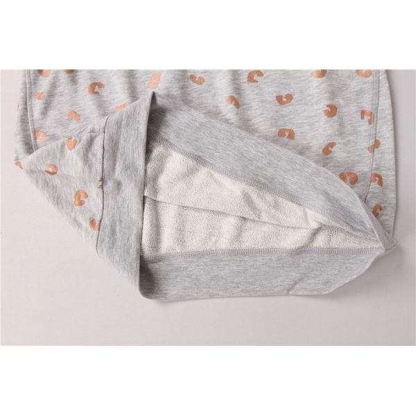 Rose Gold Foil Print Round Neck Quilted Pullover Sweater For Women