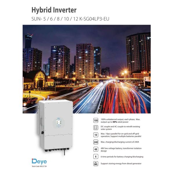 Low Voltage Battery 8KW Three Phase Hybrid Inverter Off Grid Hybrid 2 MPPT