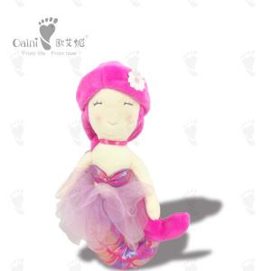 Quality 32cm Cotton Stuffed Animal Child Friendly Mermaid With Pink Hair for sale