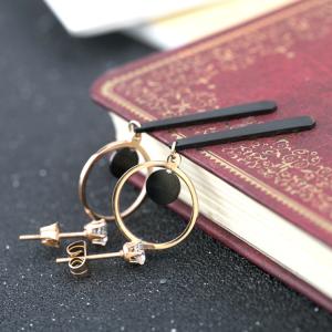 Stainless Steel Round Black Earring Diamond Eardrop, Tassel Earrings , fringing