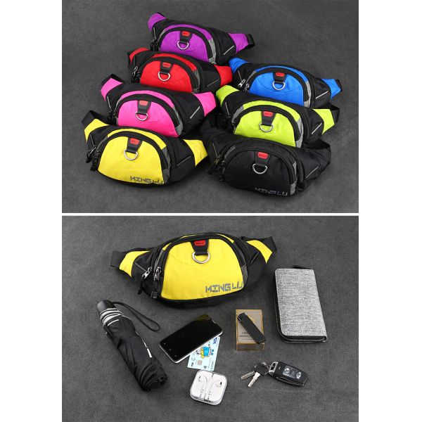 MingLu Nylon Sports Waterproof Waist Bag Running Waist Pack Wear Resistance