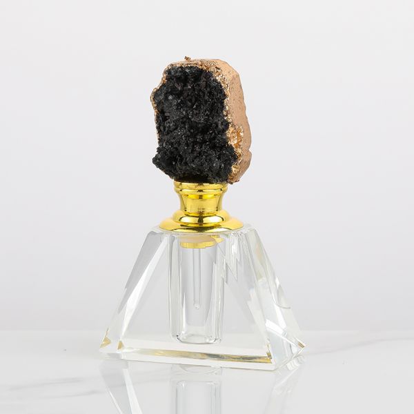 Black Quartz Stone Crystal 6oz Dubai Perfume Oud Oil Bottle Empty Attar Glass Bottle Packaging Box