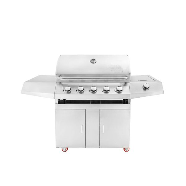 Factory price silver 430 stainless steel slow 5 burners protable gas BBQ grill