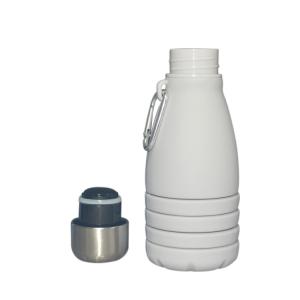 Silicone Foldable Biodegradable Reusable Water Bottles 550ml Grey Customized