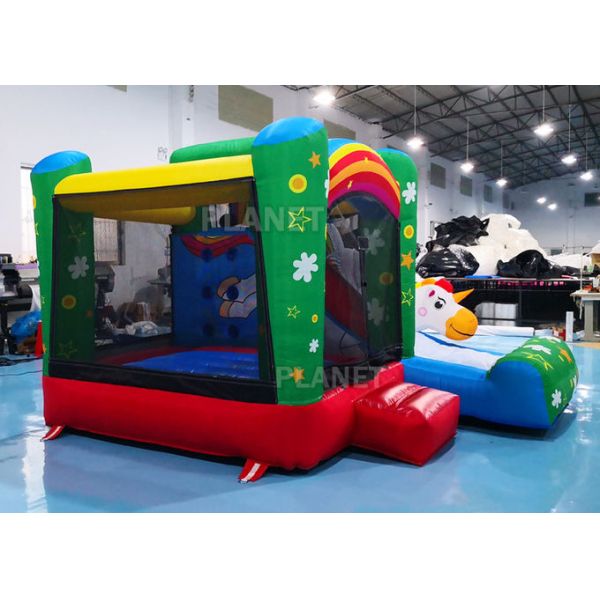 3.55*3.3*2.5m Inflatable Sports Games / Inflatable Unicorn Bouncer With Slide