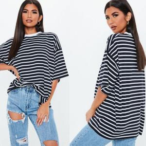 Quality Oversized Custom Stripe Drop Shoulder T Shirt Printing for sale