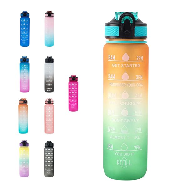 Leakproof BPA Free Custom 32 Oz Water Bottles Big Motivational Water Bottle With Time Marker And Straw For For Fitness And Outdoor Enthusiasts