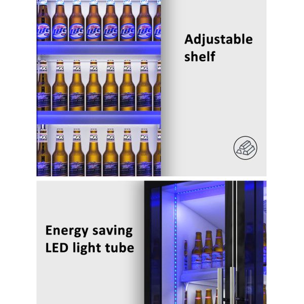 Multi Gate Glass Door Commercial Deep Freezer Dazzling Black Display Cabinet