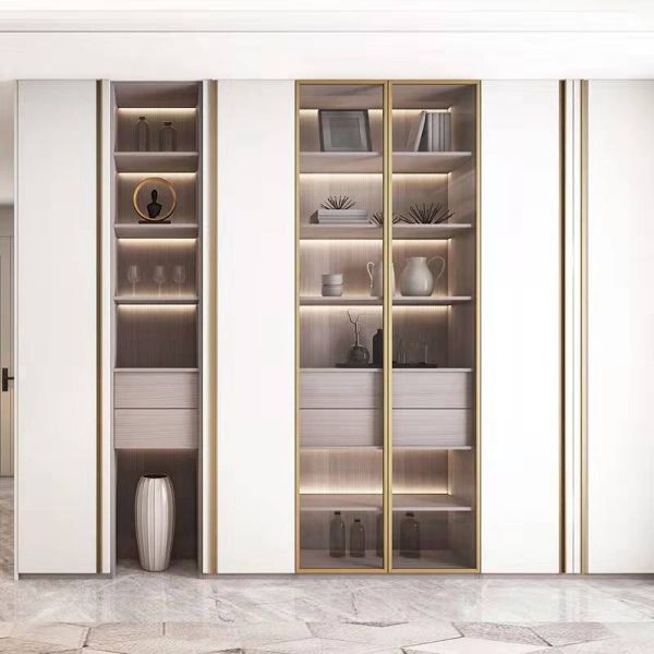 Modern plywood wardrobe and dressing table set in living room setting