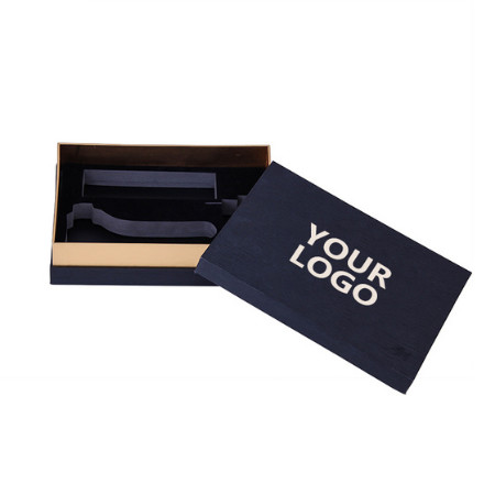 CMYK Shoulder Box Packaging Lift Off Lid Box PMS Black Gold Texture Storage