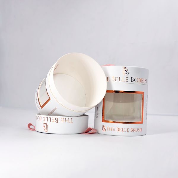 Gold Stamping Cardboard Paper Tube Custom Cosmetic Boxes With Window